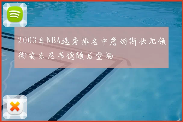 2003年NBA选秀排名中詹姆斯状元领衔安东尼韦德随后登场